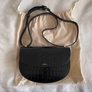 A.P.C. Black Croc Genève Bag